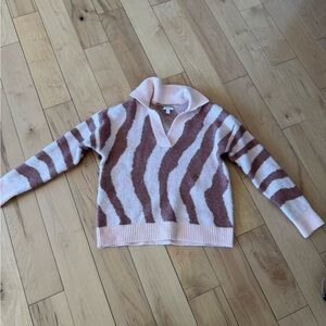 Zebra Print Sweater - Pink and Brown
